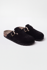 Men's Tomato Store Slipper Suede Clog Mule Adjustable Buckle Strap Cork Footbed Closed Toe Slip-On