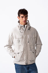 Men's Hood Waterproof Front Pockets Long Sleeve Jacket