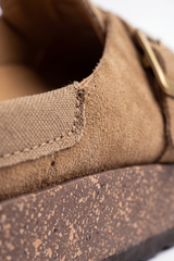 Men’s Tomato Store Clogs Loafers Brushed Nap Texture Across The Upper Moc Toe Stitching Cross Strap Buckle Detail Slipper