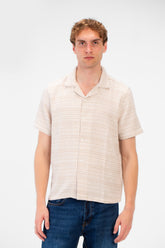 Men's Tomato Store Short Sleeve Shirt Textured Knit Fabric Classic Collar Button-Down Front Closure