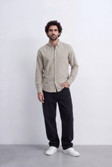 Men’s Tomato Store Linen Touch Shirt Natural Melange Texture Button Down