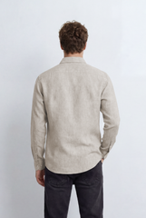 Men’s Tomato Store Linen Blend Shirt Natural Texture Look Button Down Tailored Slim Fit