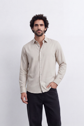 Men's Regular Fit Long Sleeve Basic Shirt Spread Collar Button-Up Tomato Store