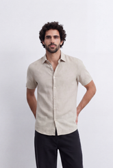 Men's Slim Fit Short Sleeve Jacquard Shirt Lightweight Button-Up Tomato Store Smart Casual Style