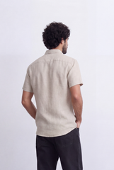 Men's Slim Fit Short Sleeve Jacquard Shirt Lightweight Button-Up Tomato Store Smart Casual Style