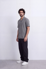 Men's Striped Cuban Collar Shirt Short Sleeve Button-Up Tomato Store Relaxed Casual Style