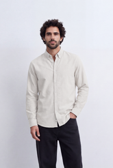 Men's Slim Fit Long Sleeve Button-Down Shirt Minimal Tomato Store Clean Design Smart Everyday Essential