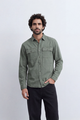 Men’s Tomato Store Utility shirt Dual Chest Pocket Detail Washed Garment Finish Button Front Closure