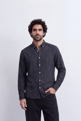 Men's Slim Fit Long Sleeve Jeans Denim Jacquard Shirt Button-Down Smart Casual Style Tomato Store