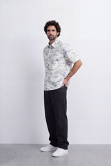 Men’s Tomato Store Abstract Marble Shirt Fluid Sketch Print Lightweight Camp Collar Design