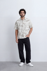 Men’s Tomato Store Abstract Marble Shirt Fluid Sketch Print Lightweight Camp Collar Design