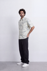 Men’s Tomato Store Abstract Marble Shirt Fluid Sketch Print Lightweight Camp Collar Design