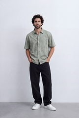 Men’s Tomato Store Abstract Print Resort Shirt Artistic Wash Pattern Box Fit Camp Collar Design