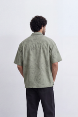 Men’s Tomato Store Abstract Print Resort Shirt Artistic Wash Pattern Box Fit Camp Collar Design