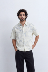 Men’s Tomato Store Marble Sketch Shirt Fine Abstract Line Artwork Relaxed Short Sleeve
