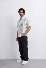 Men’s Tomato Store Marble Sketch Shirt Fine Abstract Line Artwork Relaxed Short Sleeve