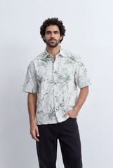 Men’s Tomato Store Marble Sketch Shirt Fine Abstract Line Artwork Relaxed Short Sleeve