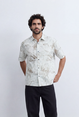 Men’s Tomato Store Marble Sketch Shirt Fine Abstract Line Artwork Relaxed Short Sleeve