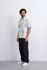 Men’s Tomato Store Marble Sketch Shirt Fine Abstract Line Artwork Relaxed Short Sleeve