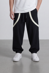 Men’s Tomato Store Utility Jogger Contrast Panel Seam Detail Tapered Leg Cuffed Hem Oversize Sweatpants