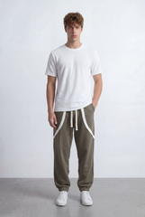 Men’s Tomato Store Utility Jogger Contrast Panel Seam Detail Tapered Leg Cuffed Hem Oversize Sweatpants