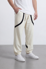Men’s Tomato Store Utility Jogger Contrast Panel Seam Detail Tapered Leg Cuffed Hem Oversize Sweatpants