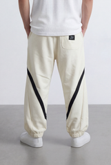 Men’s Tomato Store Utility Jogger Contrast Panel Seam Detail Tapered Leg Cuffed Hem Oversize Sweatpants