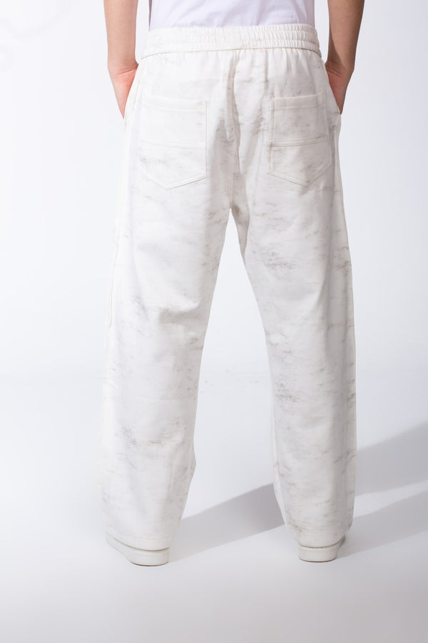 Men's Elasticated Waistband With Marble All-Over Pattern Contrast Drawstring Wide Leg Sweatpants