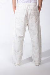 Men's Elasticated Waistband With Marble All-Over Pattern Contrast Drawstring Wide Leg Sweatpants