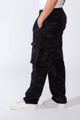 Men's Practical Knit Fabric Side Pockets With Flip And Stripe Sporty Wide Leg Sweatpants