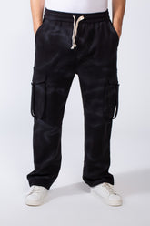 Men's Practical Knit Fabric Side Pockets With Flip And Stripe Sporty Wide Leg Sweatpants
