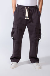 Men's Practical Knit Fabric Side Pockets With Flip And Stripe Sporty Wide Leg Sweatpants