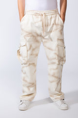 Men's Practical Knit Fabric Side Pockets With Flip And Stripe Sporty Wide Leg Sweatpants