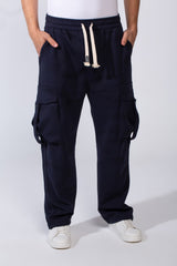 Men's Practical Knit Fabric Side Pockets With Flip And Stripe Sporty Wide Leg Sweatpants