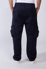 Men's Practical Knit Fabric Side Pockets With Flip And Stripe Sporty Wide Leg Sweatpants