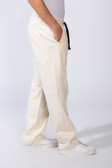 Men's Unique Elastic Waistband Ripped with side practical Pockets Wide Leg Sweatpants