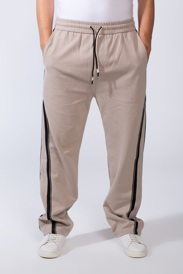 Men's Bold Side Stripe With Printed Accents Elastic Waistband Casual Sporty Wide Leg Sweatpants