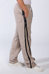 Men's Bold Side Stripe With Printed Accents Elastic Waistband Casual Sporty Wide Leg Sweatpants