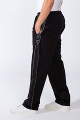 Men's Bold Side Stripe With Printed Accents Elastic Waistband Casual Sporty Wide Leg Sweatpants