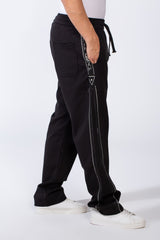 Men's Bold Side Stripe With Printed Accents Elastic Waistband Casual Sporty Wide Leg Sweatpants