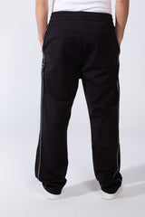Men's Bold Side Stripe With Printed Accents Elastic Waistband Casual Sporty Wide Leg Sweatpants