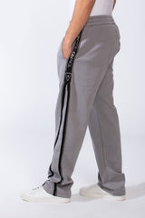 Men's Bold Side Stripe With Printed Accents Elastic Waistband Casual Sporty Wide Leg Sweatpants