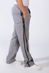 Men's Bold Side Stripe With Printed Accents Elastic Waistband Casual Sporty Wide Leg Sweatpants