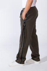 Men's Bold Side Stripe With Printed Accents Elastic Waistband Casual Sporty Wide Leg Sweatpants