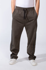 Men's Bold Side Stripe With Printed Accents Elastic Waistband Casual Sporty Wide Leg Sweatpants