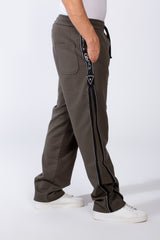 Men's Bold Side Stripe With Printed Accents Elastic Waistband Casual Sporty Wide Leg Sweatpants