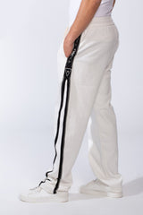 Men's Bold Side Stripe With Printed Accents Elastic Waistband Casual Sporty Wide Leg Sweatpants