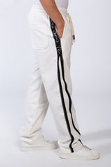 Men's Bold Side Stripe With Printed Accents Elastic Waistband Casual Sporty Wide Leg Sweatpants