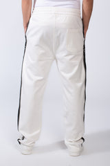 Men's Bold Side Stripe With Printed Accents Elastic Waistband Casual Sporty Wide Leg Sweatpants