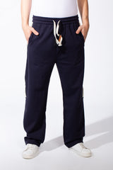 Men's Elasticated Waistband Drawstrings Multi-Stripe Side Single Back Pocket Double Needle Wide Leg Sweatpants